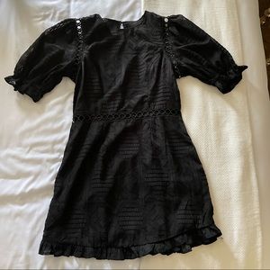Black Puff Sleeve Dress with Cut Outs - Size Large